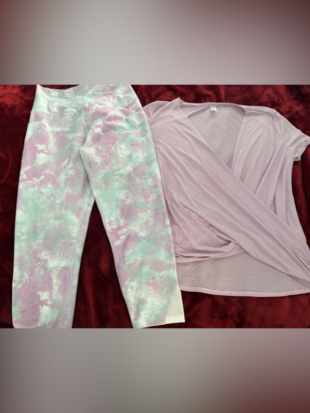 Marika Lavender and Mint Tie-Dye Capris and Lavender top Set M/L
